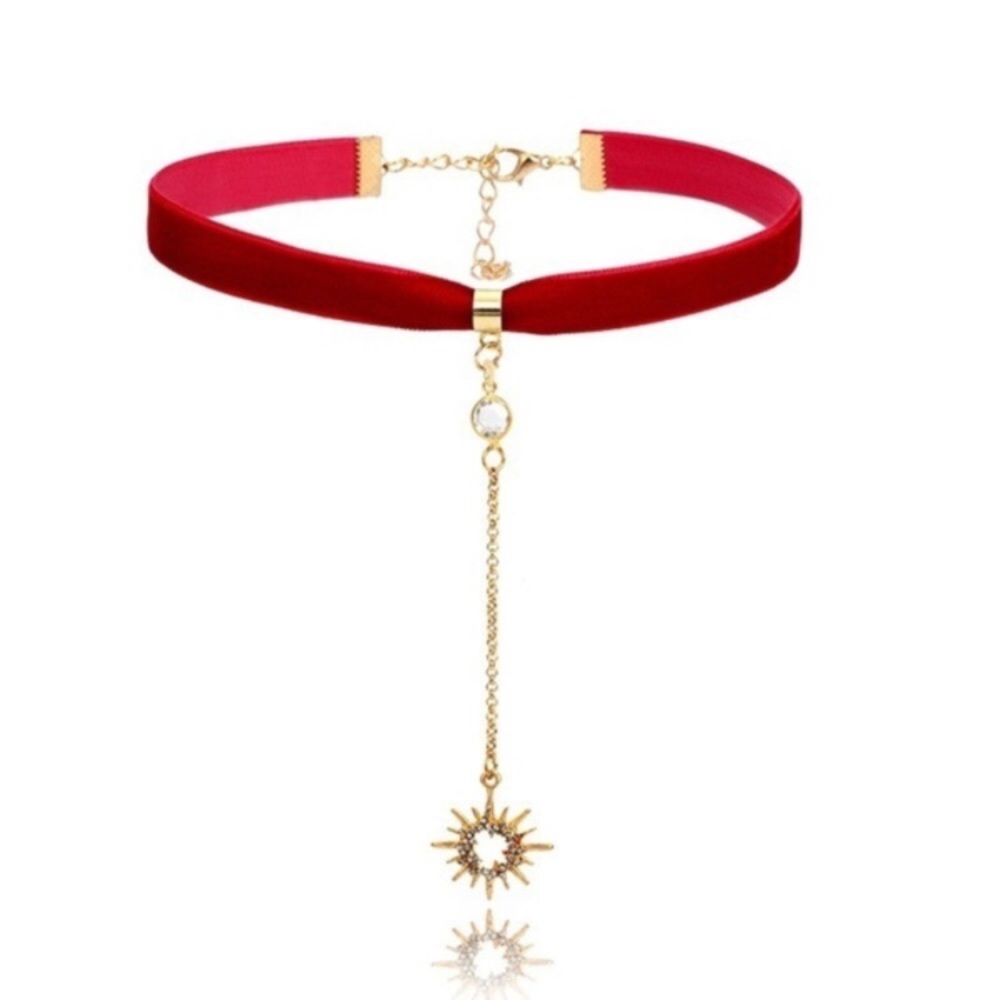 🌟 Lovely velvet lariat starburst sun choker ☀️ - Picture 3 of 8